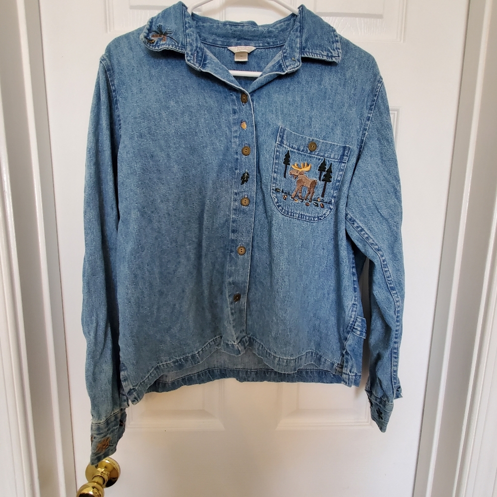 Denim Shirt with Embroidery
